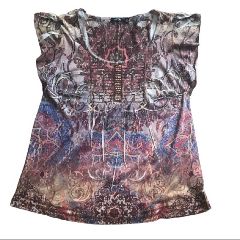 Apt. 9 Gold Bead Embroidered Top